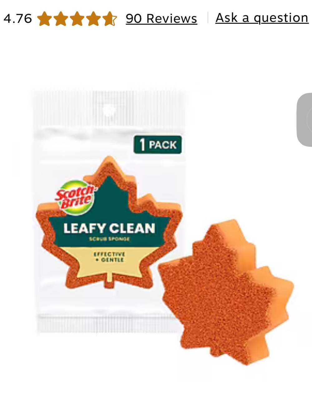 ❤️💲 $1 CLOSET! •10/$10 SALE!! • Leafy Clean Non-Scratch Scrub Sponge — Orange
